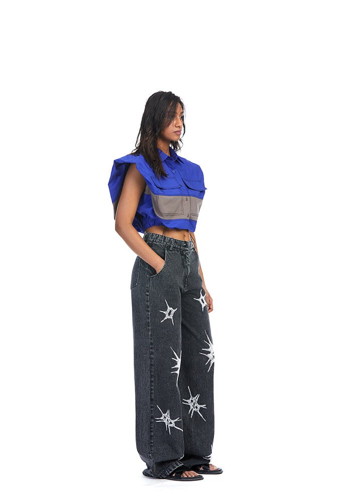 'AEON' Embellished Denim Pants - Kanika Goyal Label