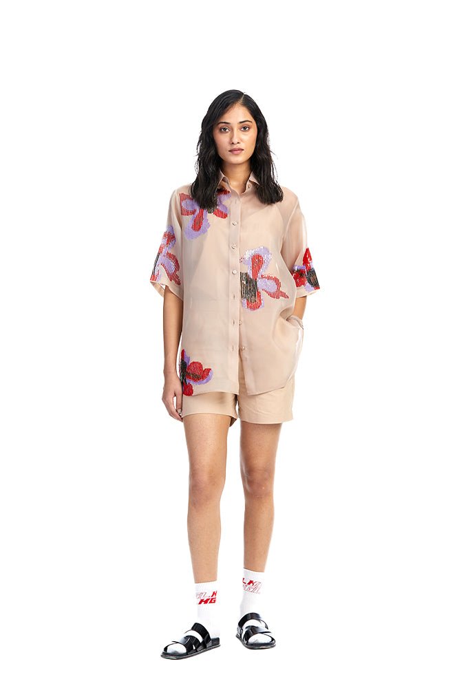 'ALETA' EMBELLISHED ORGANZA SHIRT - Kanika Goyal Label