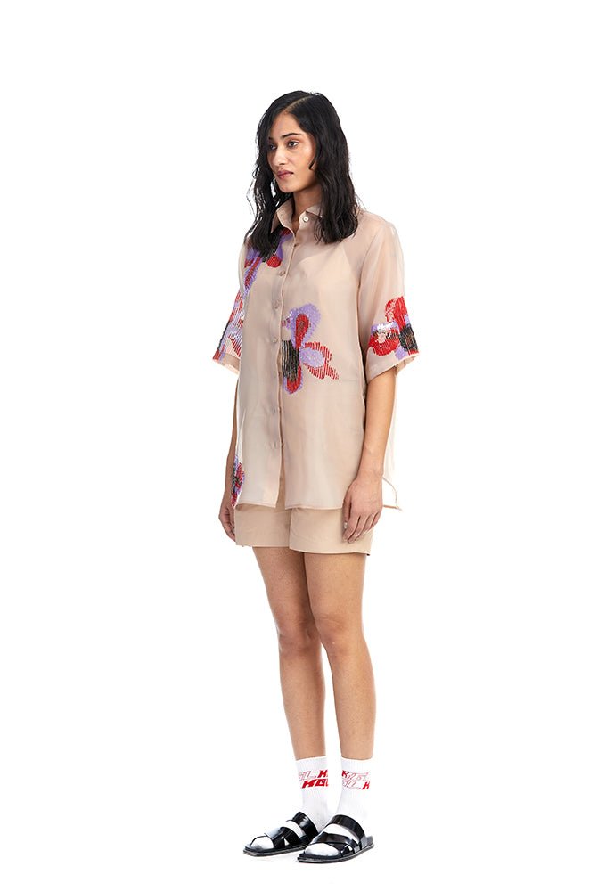 'ALETA' EMBELLISHED ORGANZA SHIRT - Kanika Goyal Label