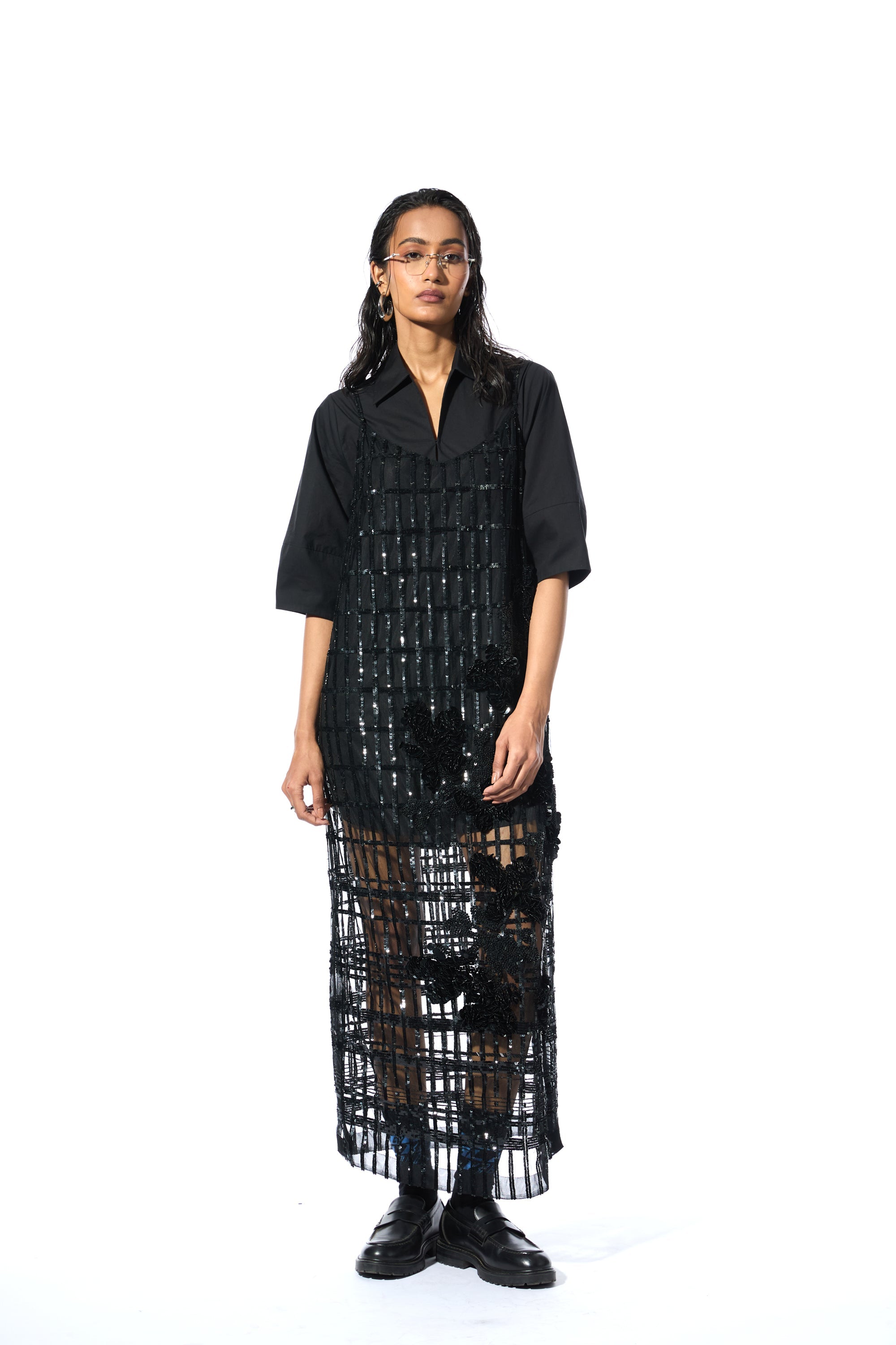 BLACK SHIRT DRESS - Kanika Goyal Label