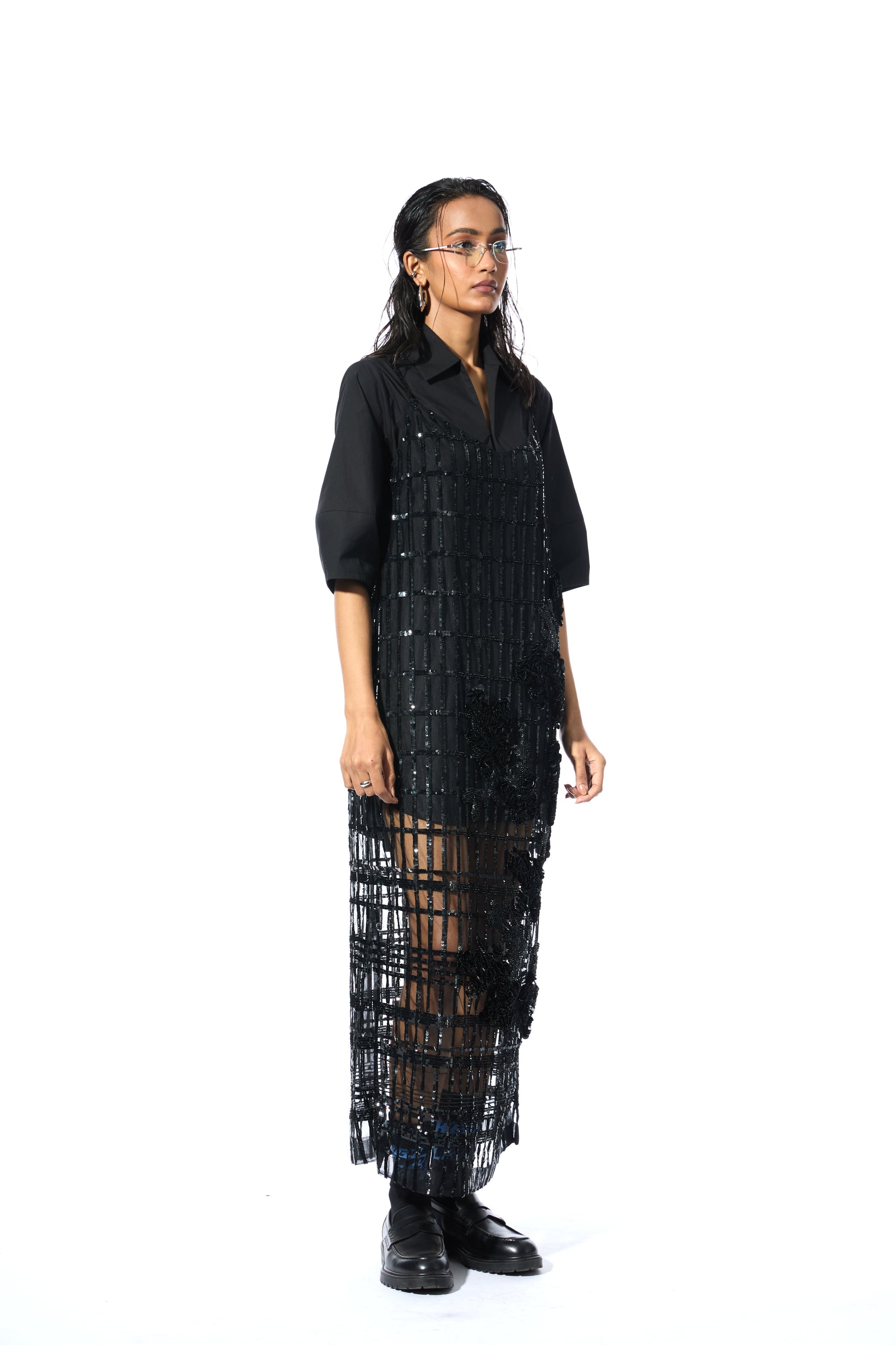 BLACK SHIRT DRESS - Kanika Goyal Label