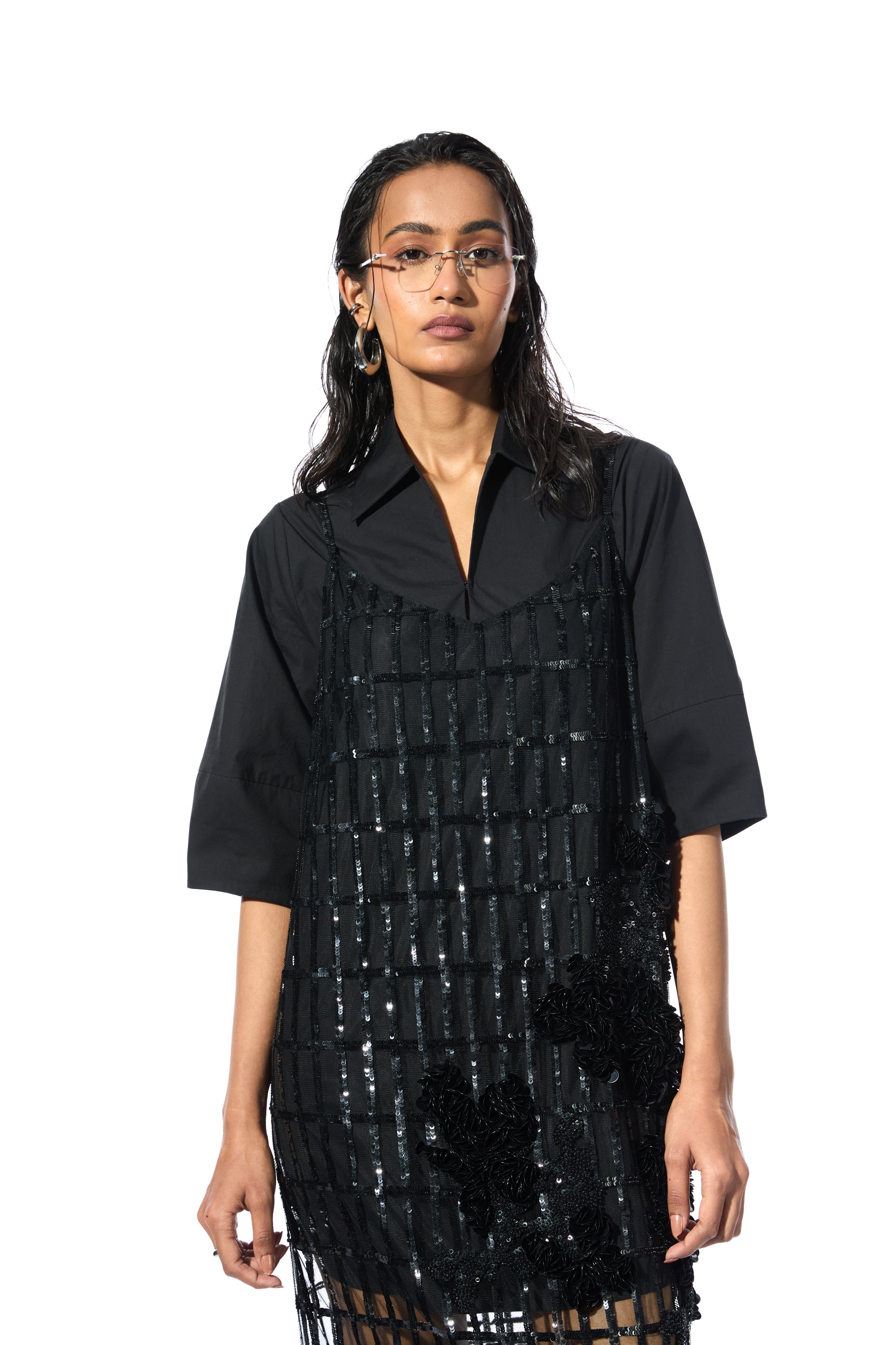 BLACK SHIRT DRESS - Kanika Goyal Label