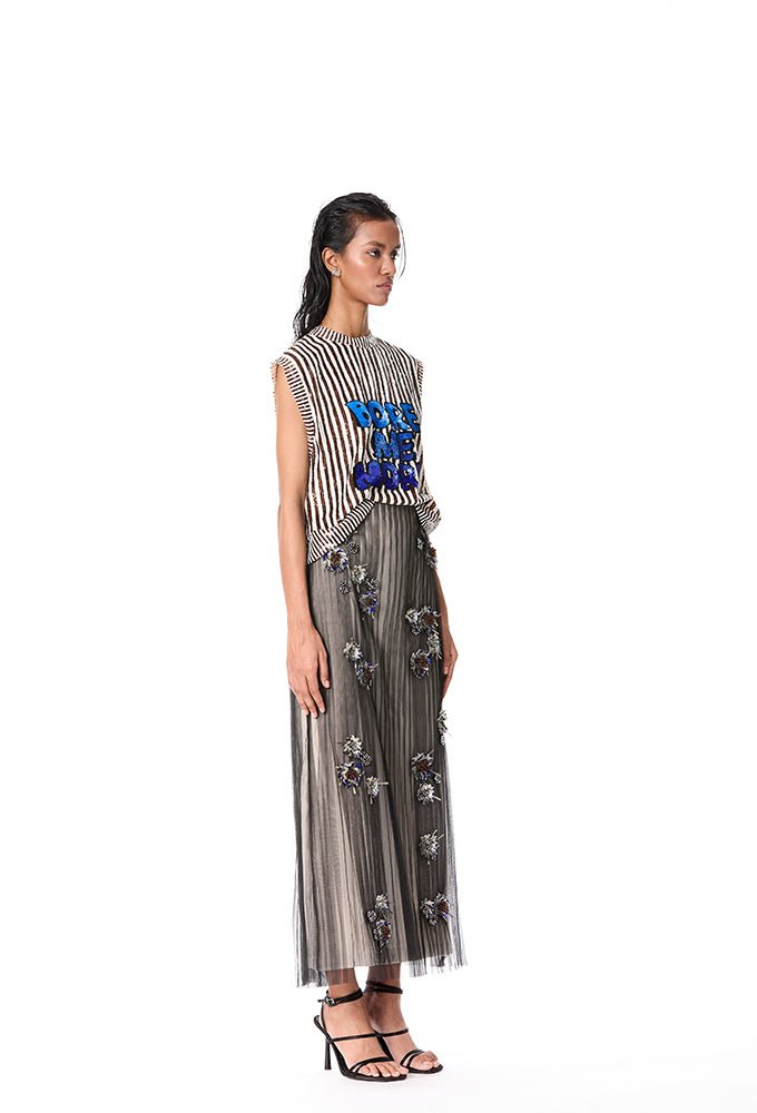 'BORE ME MORE' Embellished Top - Kanika Goyal Label