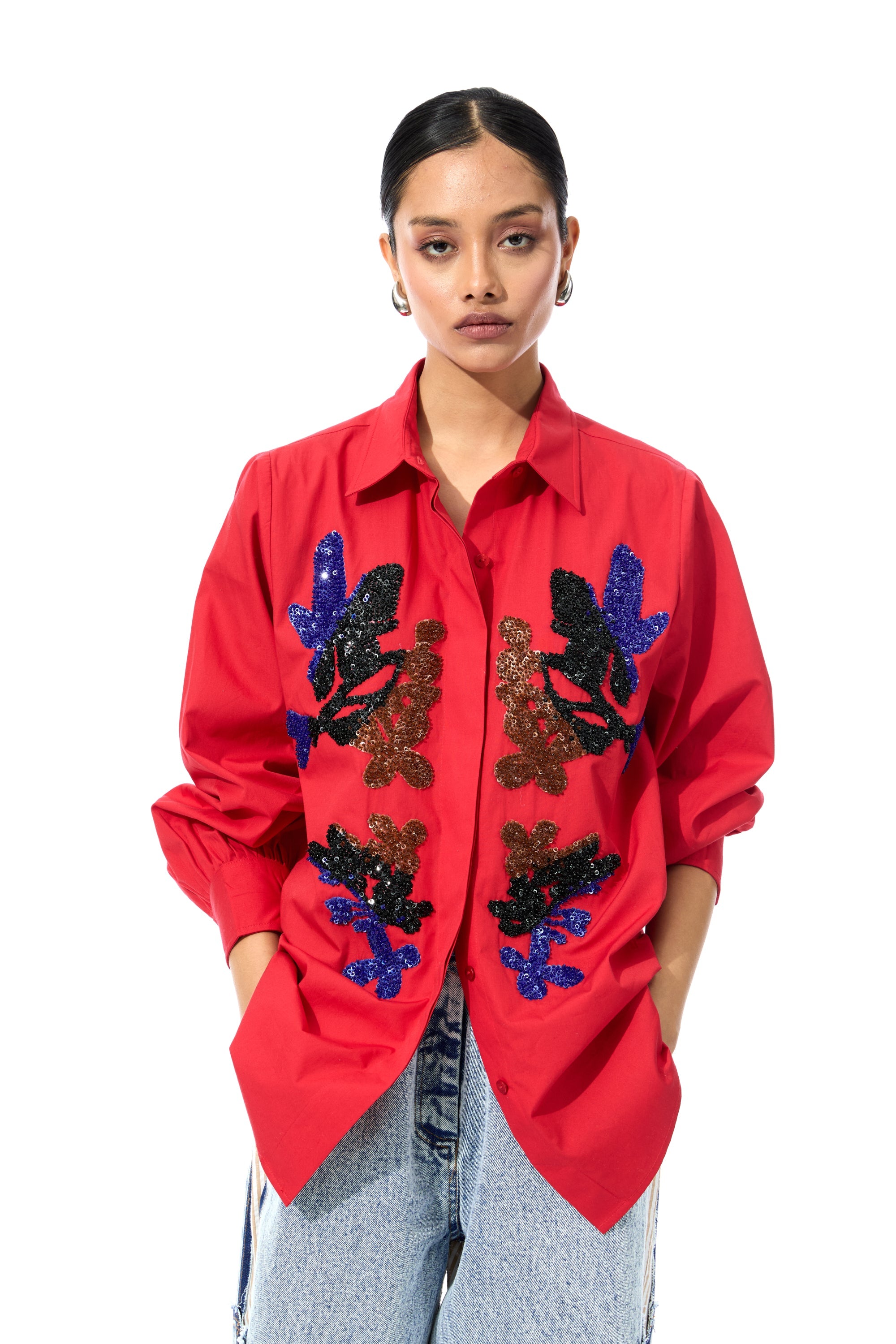 'CELESTICH' RED SHIRT - Kanika Goyal Label