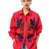 'CELESTICH' RED SHIRT - Kanika Goyal Label