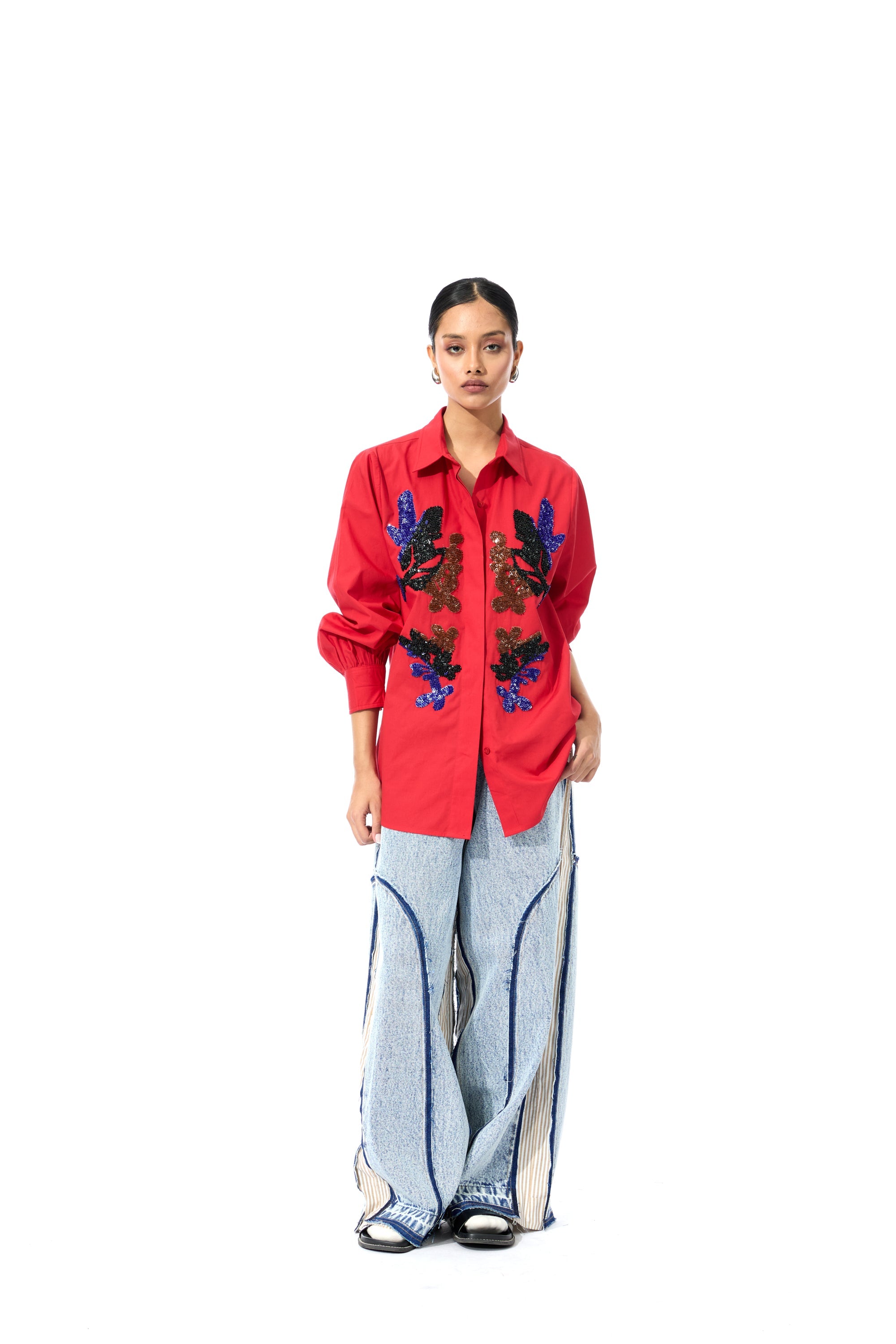 'CELESTICH' RED SHIRT - Kanika Goyal Label