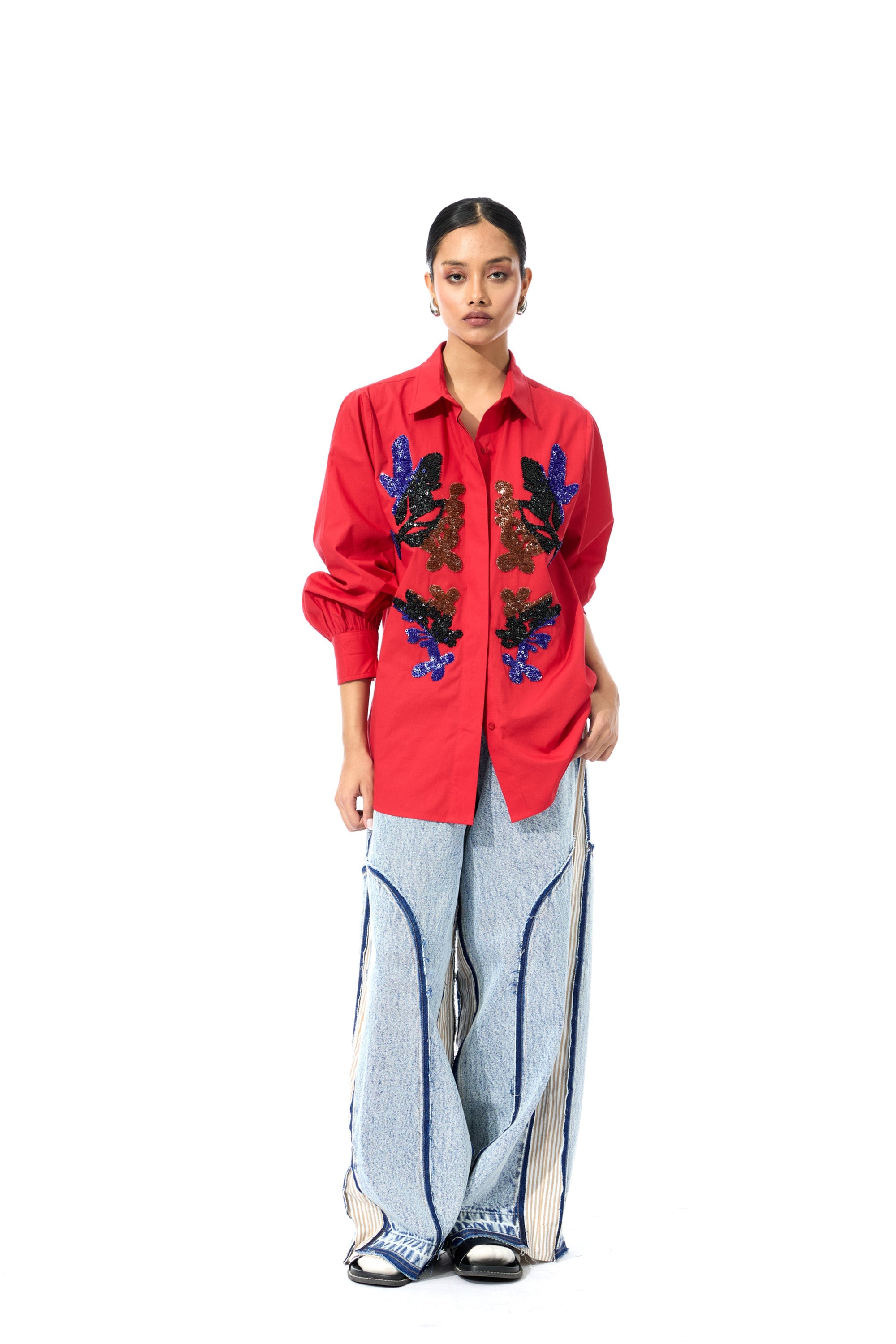 'CELESTICH' RED SHIRT - Kanika Goyal Label