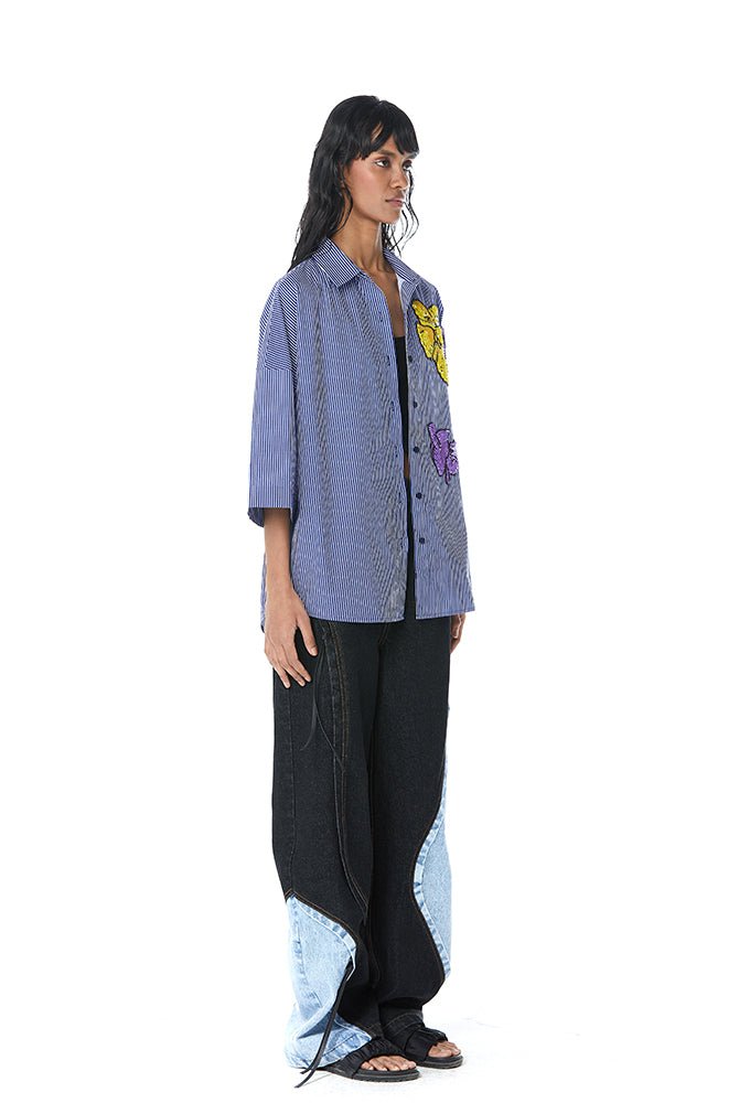 COLOUR - BLOCKED DENIM PANTS - Kanika Goyal Label