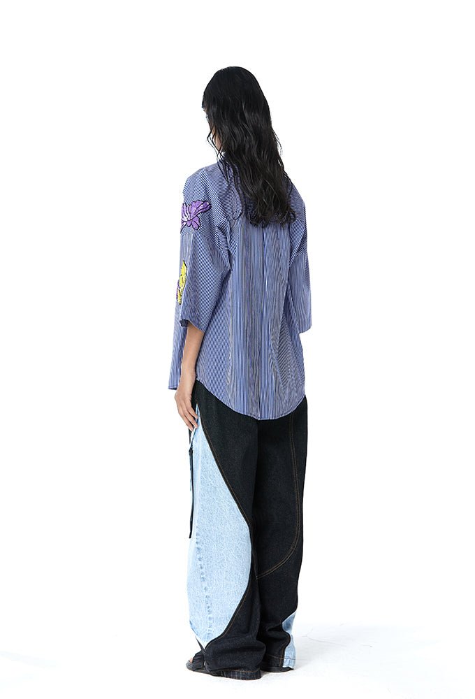 COLOUR - BLOCKED DENIM PANTS - Kanika Goyal Label