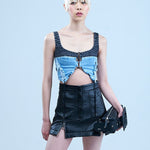 Concentric Cut Denim Bralette - Kanika Goyal Label