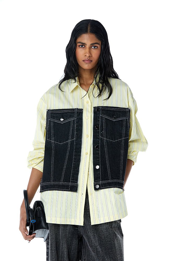 CONCENTRIC CUT' Denim Shirt - Kanika Goyal Label