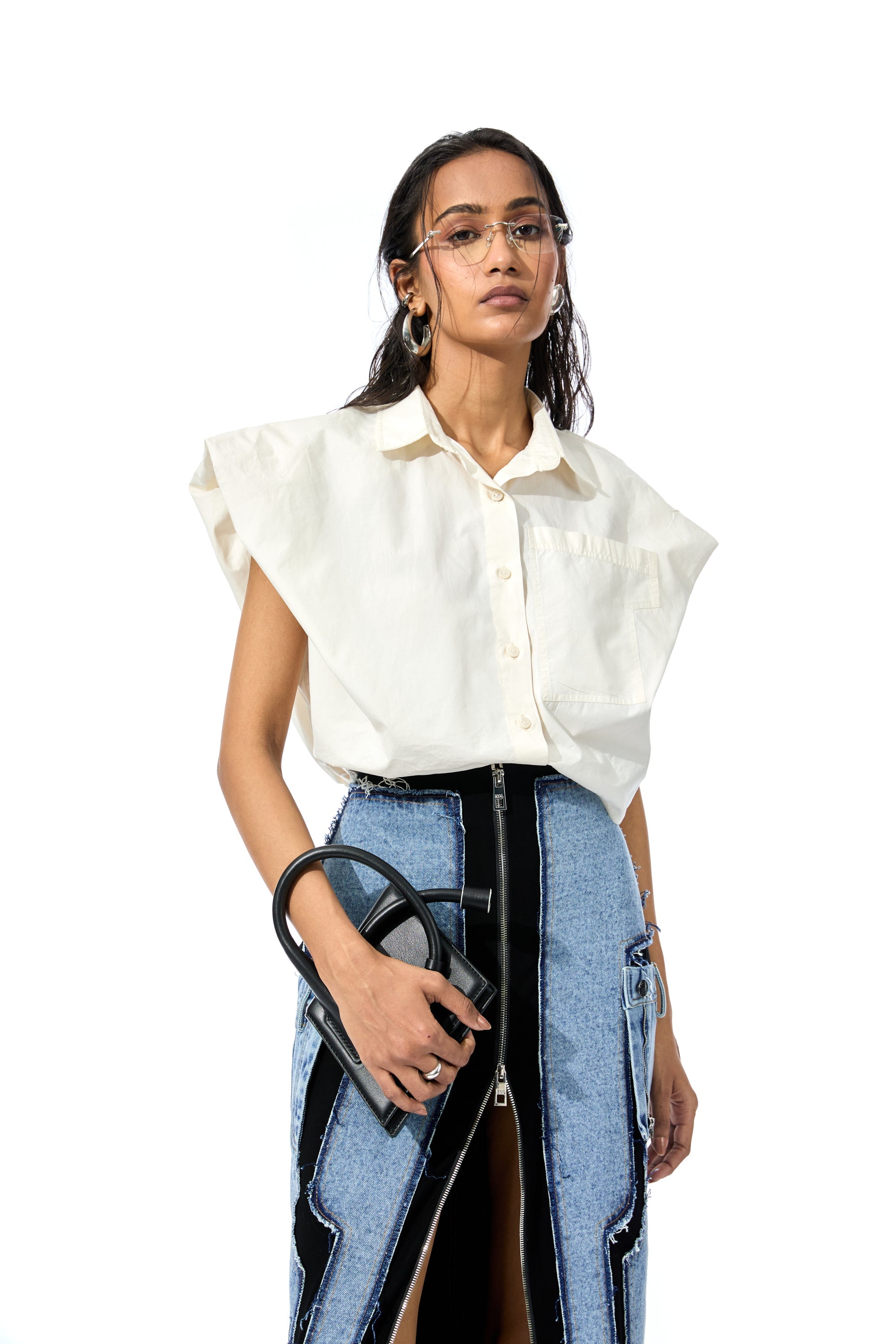 CONCENTRIC CUT DENIM SKIRT - Kanika Goyal Label