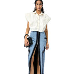 CONCENTRIC CUT DENIM SKIRT - Kanika Goyal Label