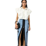 CONCENTRIC CUT DENIM SKIRT - Kanika Goyal Label