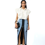 CONCENTRIC CUT DENIM SKIRT - Kanika Goyal Label