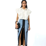 CONCENTRIC CUT DENIM SKIRT - Kanika Goyal Label