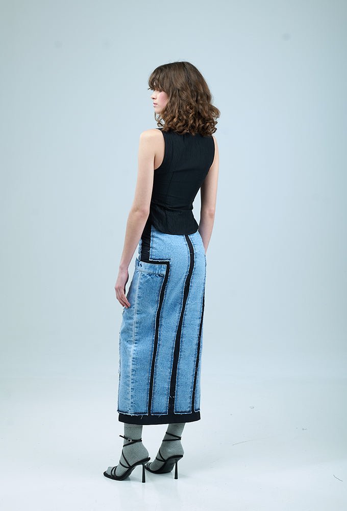 Concentric Cut Denim Skirt - Kanika Goyal Label