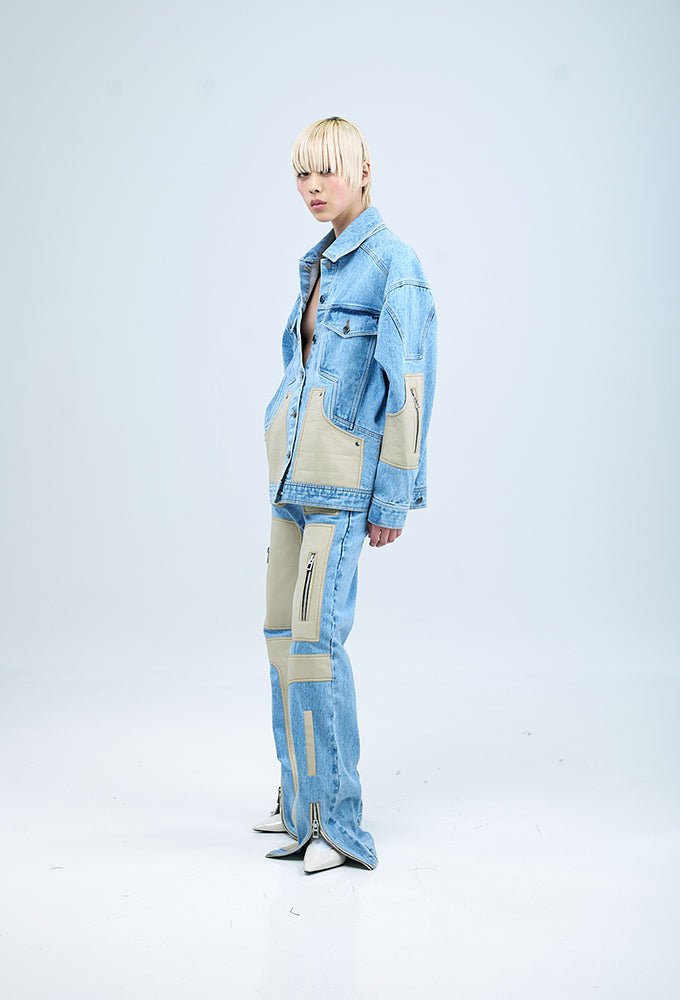 Concentric Cut Utility Denim Jacket - Kanika Goyal Label