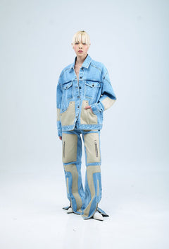 Concentric Cut Utility Denim Pants - Kanika Goyal Label