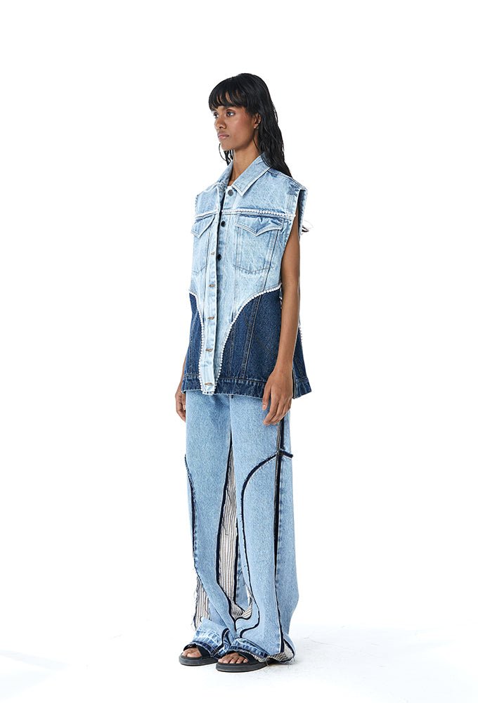 Eden' Embellished denim vest - Kanika Goyal Label