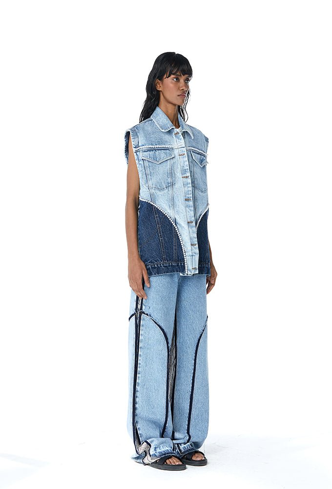 Eden' Embellished denim vest - Kanika Goyal Label