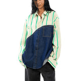 'KALE' Denim Blocked Shirt - Kanika Goyal Label