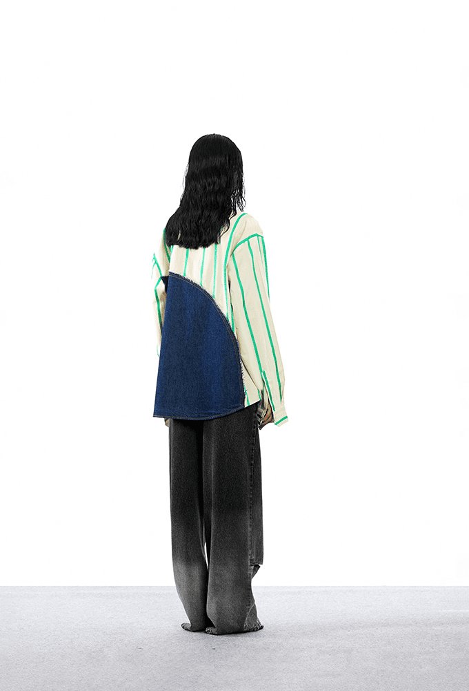 'KALE' Denim Blocked Shirt - Kanika Goyal Label