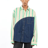 KALE' Denim Blocked Shirt - Kanika Goyal Label