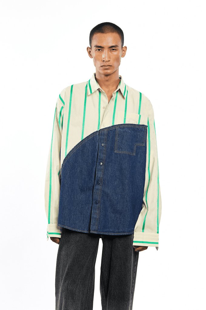 KALE' Denim Blocked Shirt - Kanika Goyal Label