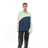 KALE' Denim Blocked Shirt - Kanika Goyal Label