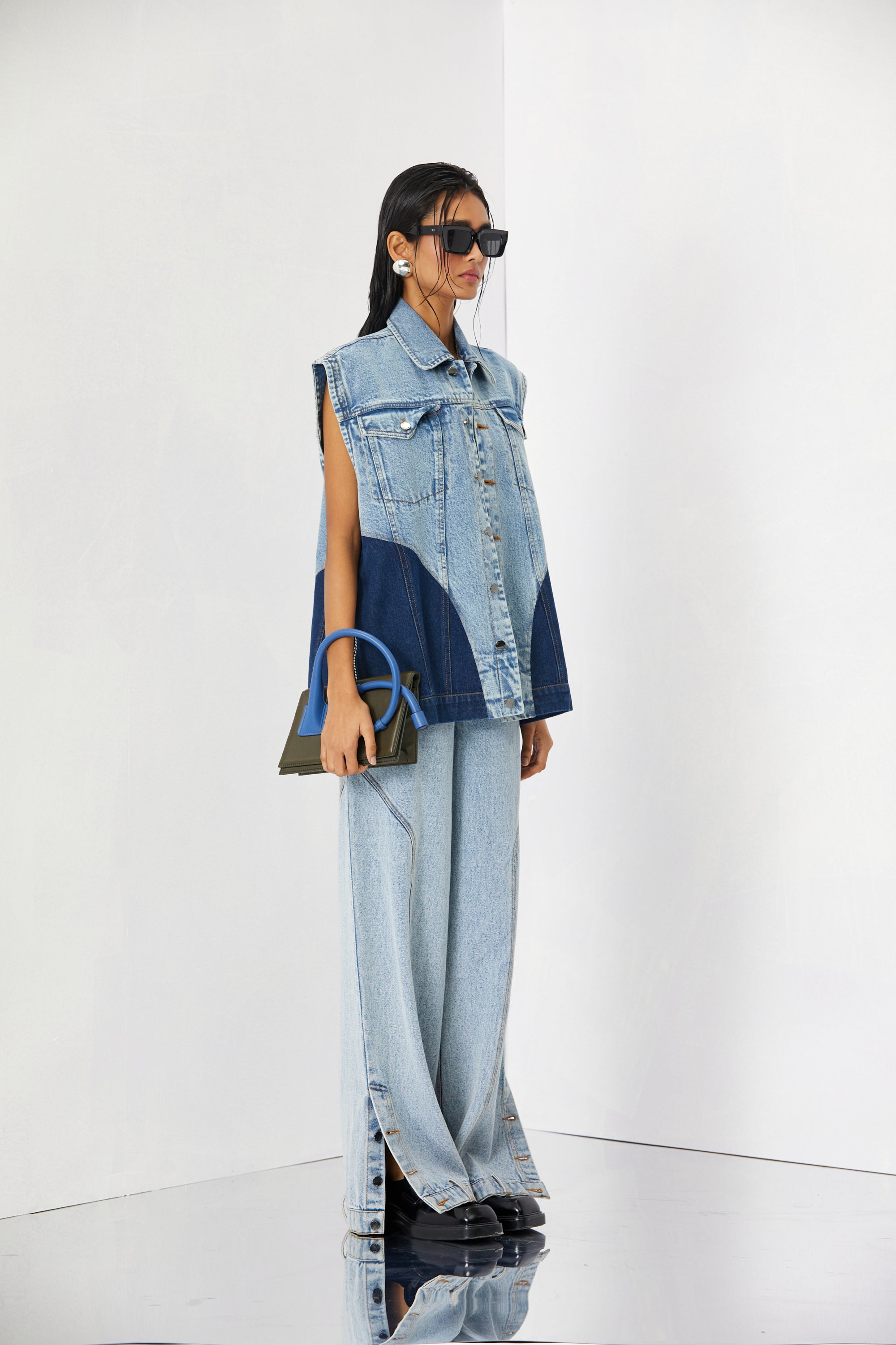 PANELLED DENIM VEST - Kanika Goyal Label