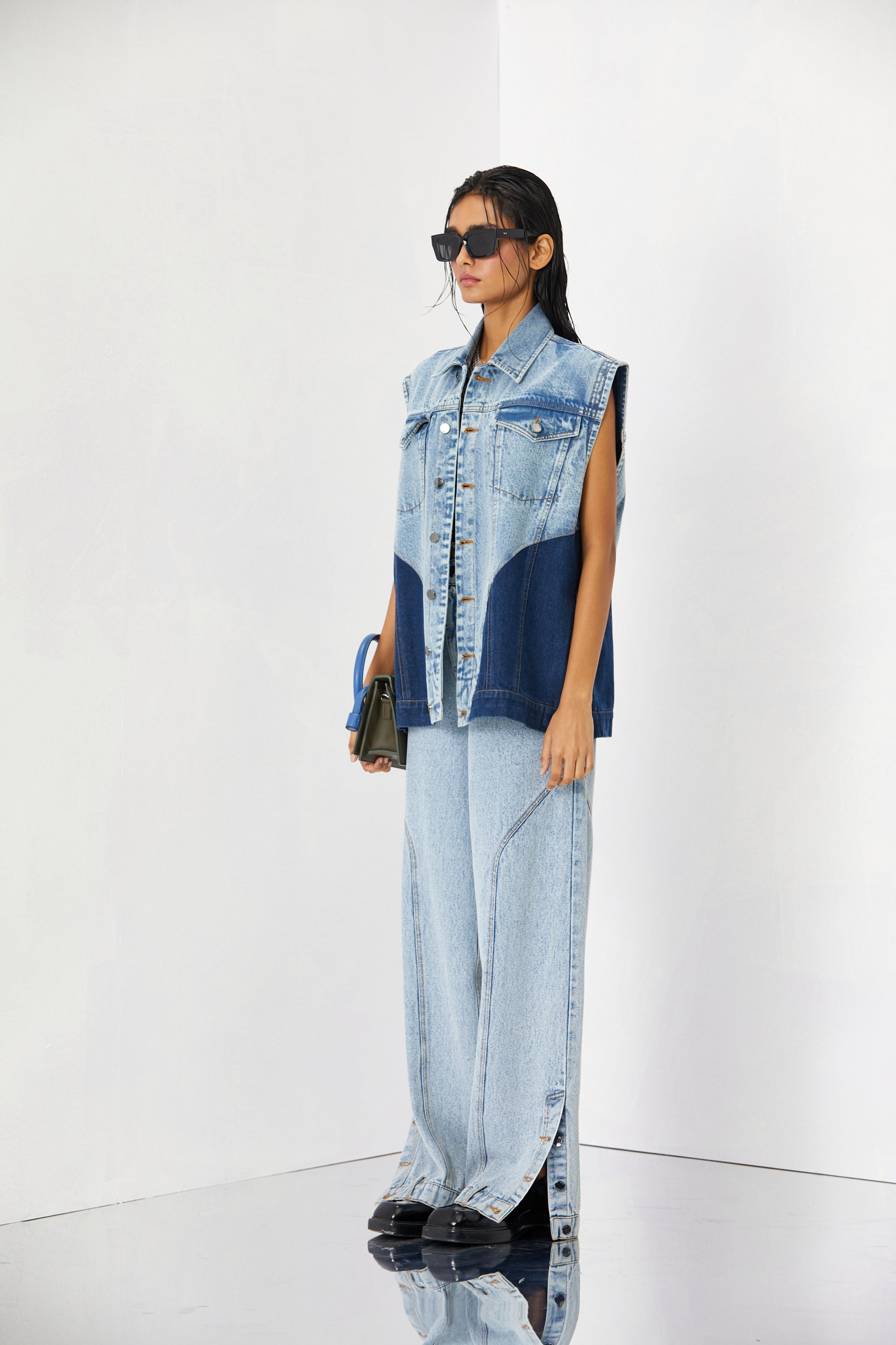 PANELLED DENIM VEST - Kanika Goyal Label