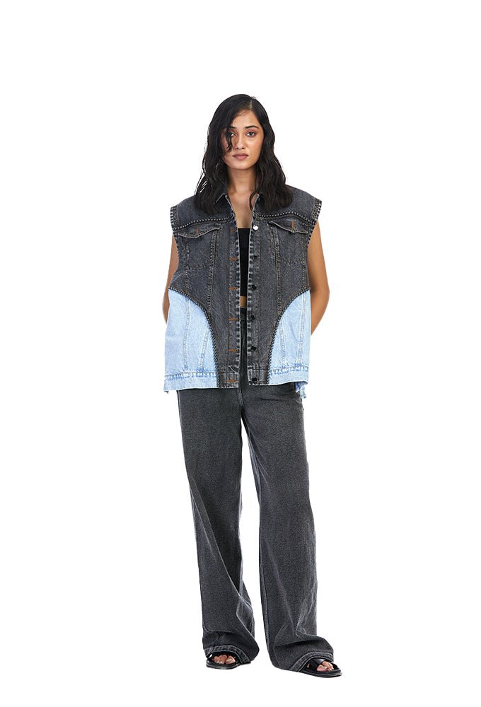 'SOLARIS' Denim Vest - Kanika Goyal Label