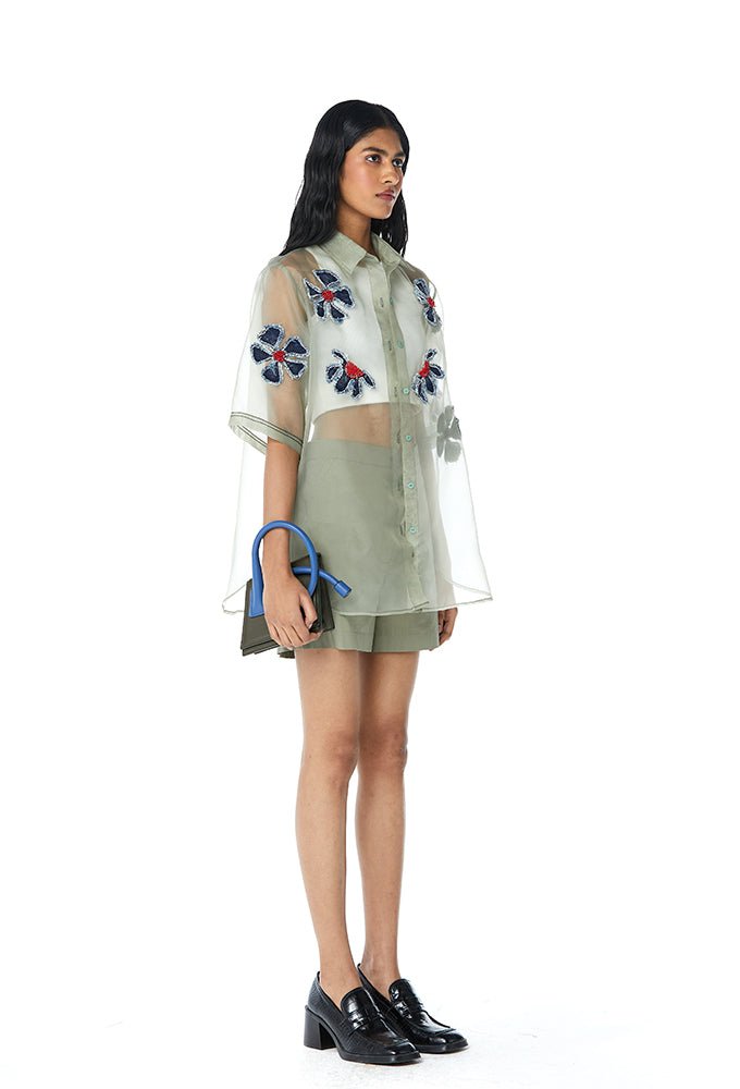 SOLEIL' Embellished Organza Shirt - Kanika Goyal Label