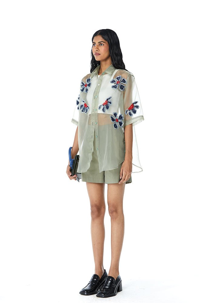 SOLEIL' Embellished Organza Shirt - Kanika Goyal Label