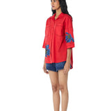 SYLVIE' Faux Leather Applique Shirt - Kanika Goyal Label