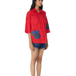 SYLVIE' Faux Leather Applique Shirt - Kanika Goyal Label