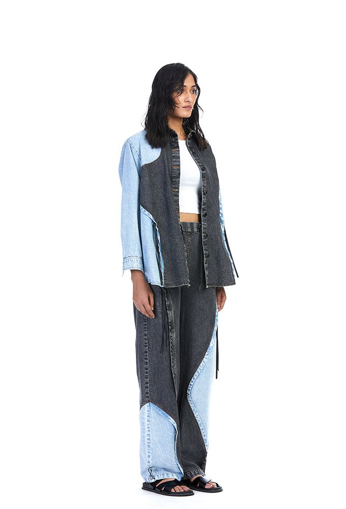 TWO - TONE DENIM PANTS - Kanika Goyal Label