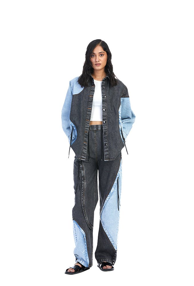 TWO - TONE DENIM PANTS - Kanika Goyal Label