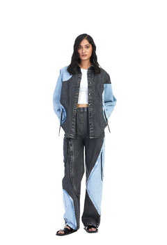 Two - Tone Denim Shacket - Kanika Goyal Label