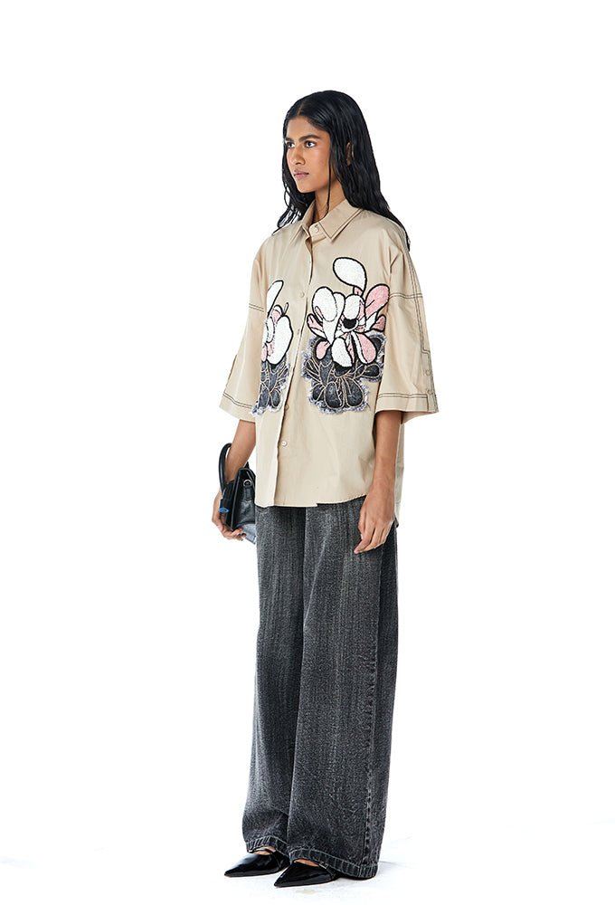 Warped Vine' Dual Embellished Shirt - Kanika Goyal Label