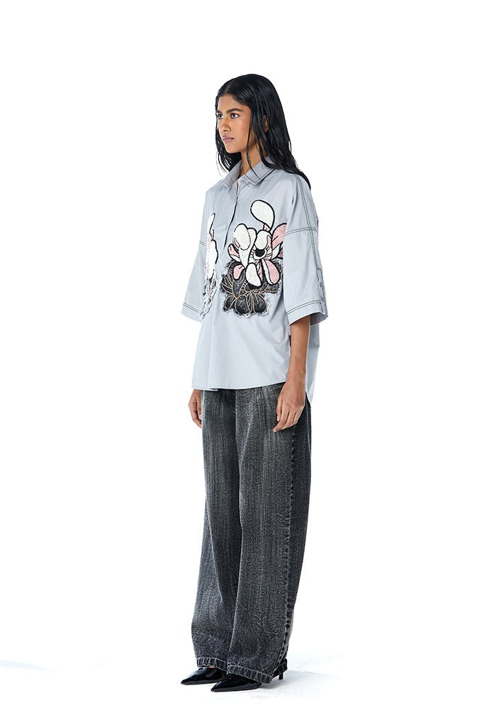 Warped Vine' Dual Embellished Shirt - Kanika Goyal Label