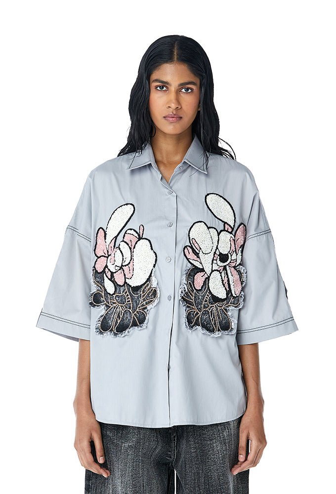 Warped Vine' Dual Embellished Shirt - Kanika Goyal Label