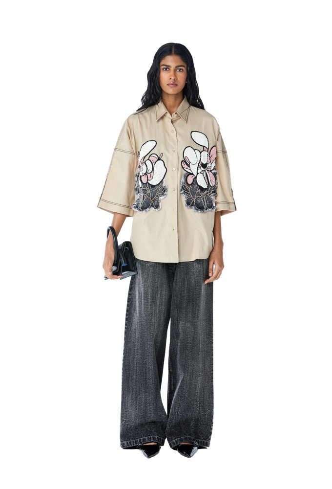 WARPED VINE' Dual Embellished Shirt - Kanika Goyal Label