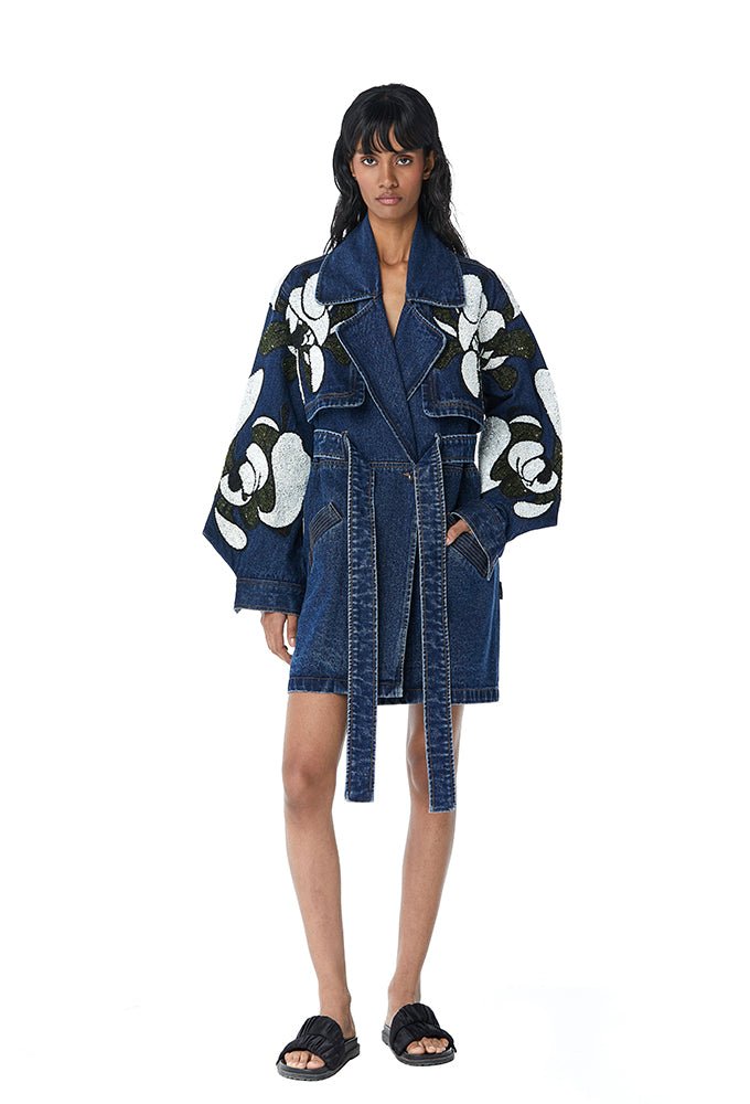 WARPED VINE' EMBELLISHED TRENCH - Kanika Goyal Label