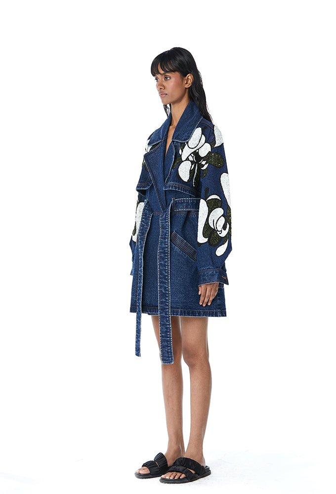 WARPED VINE' EMBELLISHED TRENCH - Kanika Goyal Label