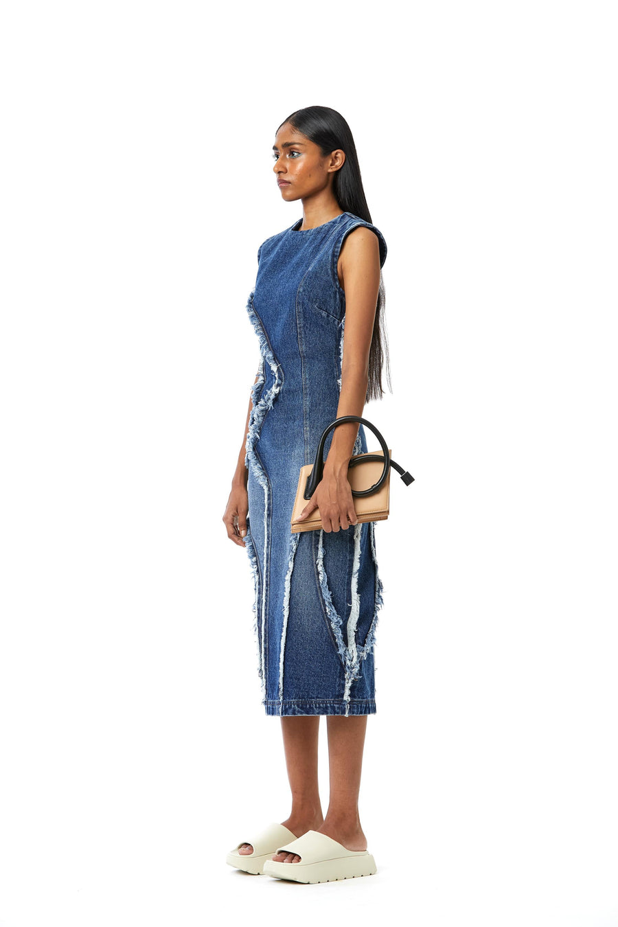 DENIM MIDI FITTED DRESS - Kanika Goyal Label