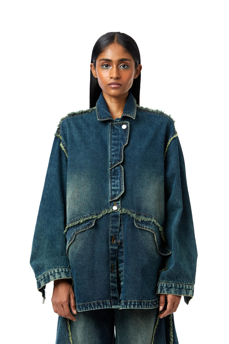 JADE' MULTI-PANELLED DENIM SHACKET - Kanika Goyal Label